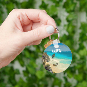 Beautiful Sandy Beach Tropical Paradise Keychain