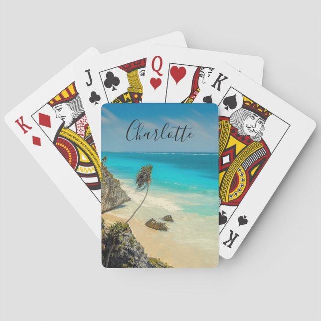 Beautiful Sandy Beach Tropical Paradise  Poker Cards (Back)