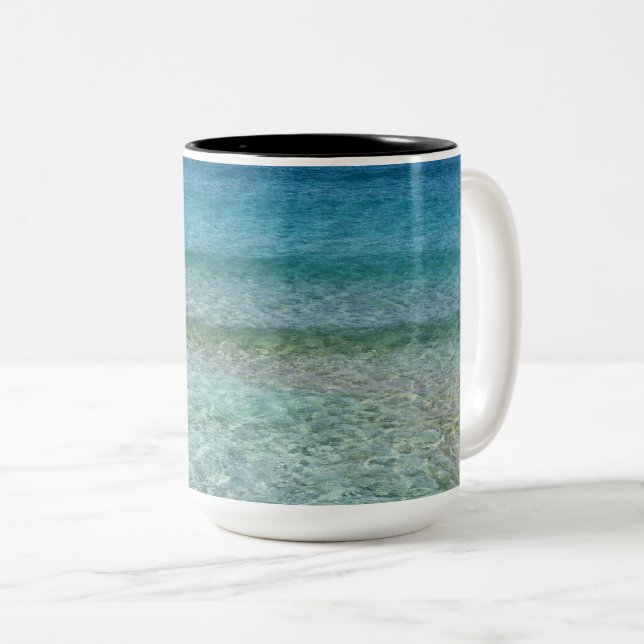 Beautiful Sandy Beach Two-Tone Coffee Mug (Front Right)