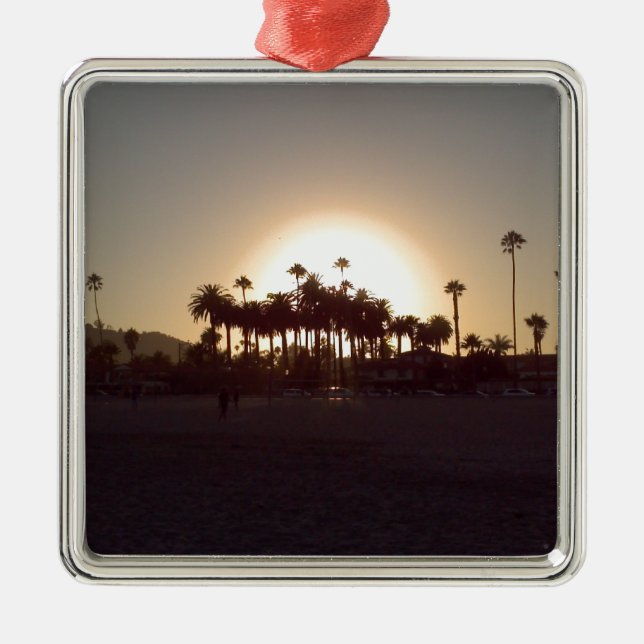 Beautiful Santa Barbara beach sunset Metal Ornament (Front)