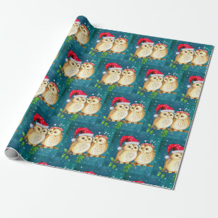 Beautiful Santa Owls Christmas Wrapping Paper