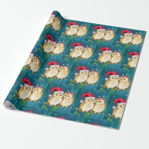 Beautiful Santa Owls Christmas  Wrapping Paper