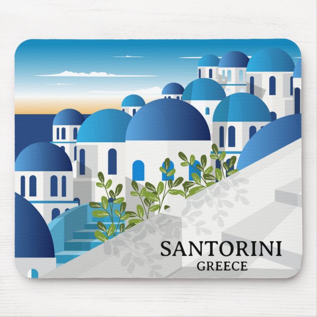 Beautiful Santorini Greece Mouse Pad (Front)