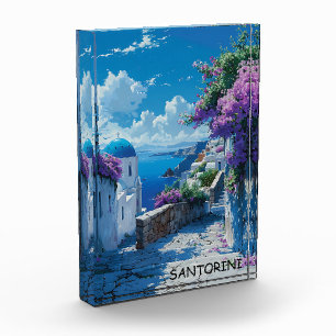 Beautiful Santorini Greece Ocean View Photo Block