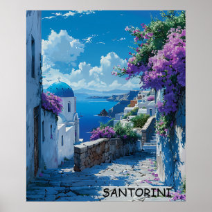 Beautiful Santorini Greece Ocean View Poster