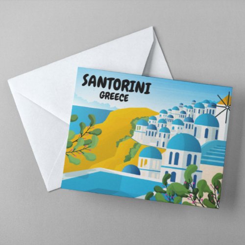 Beautiful Santorini Greece Travel Postcard