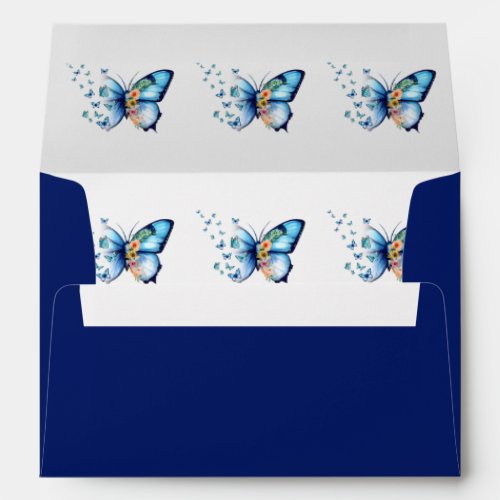 Beautiful Sapphire Blue Butterflies Envelope