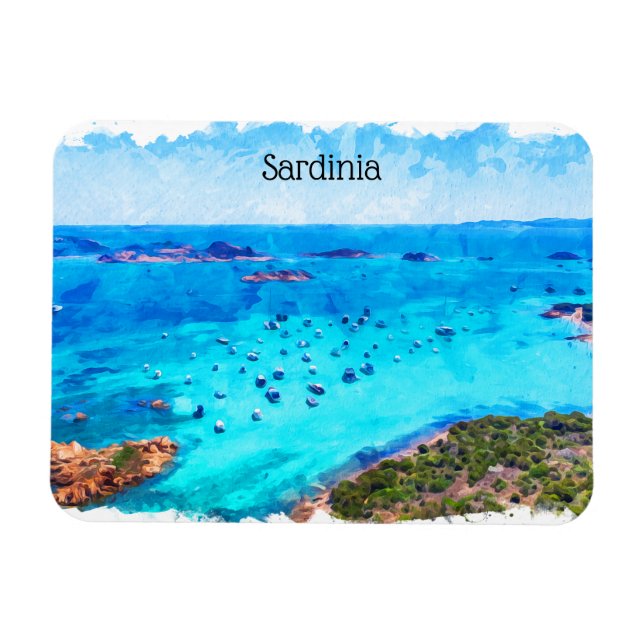 Beautiful Sardinia Italy Mediterranean Landscape Magnet (Horizontal)