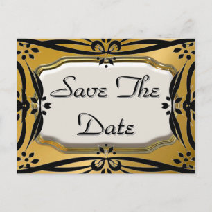 Beautiful Save The Date Gold & Black Postcards