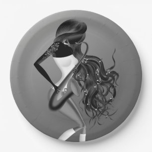 Beautiful Saxophonist Luna Paper Plates
