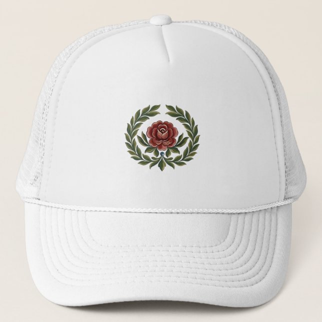 Beautiful Scandinavian Folk Art Floral Print Cap (Front)