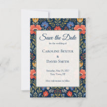 Beautiful Scandinavian Wildflowers on Navy Blue