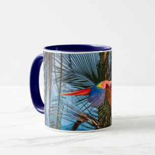 Beautiful Scarlet Macaw in Flight Radiant Colors Mug