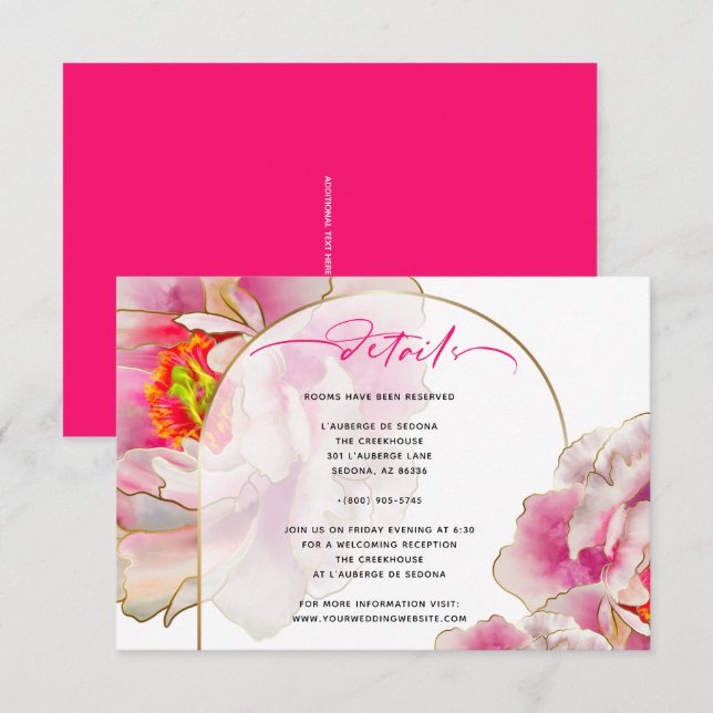 Beautiful Scarlet Peony Floral Details Card (Front/Back)