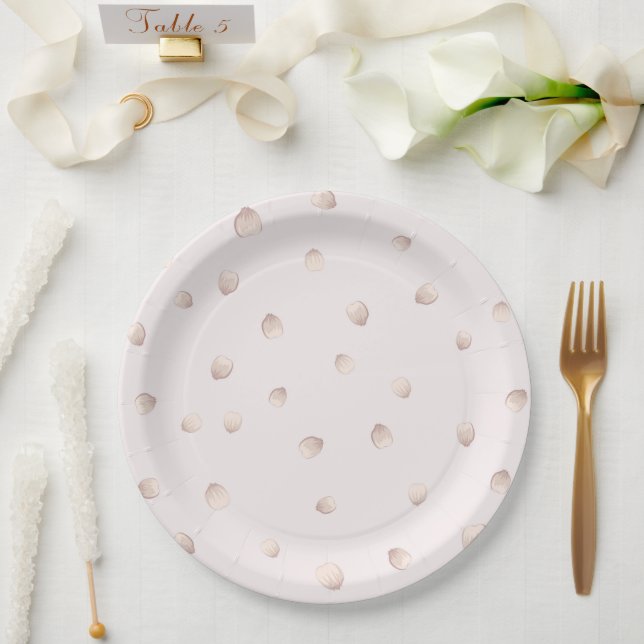 beautiful scattering pink petals paper plates (Wedding)