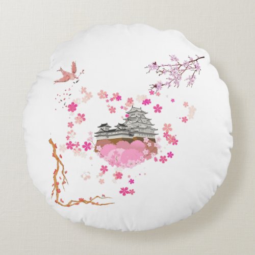 Beautiful scene of Sakura Round Pillow