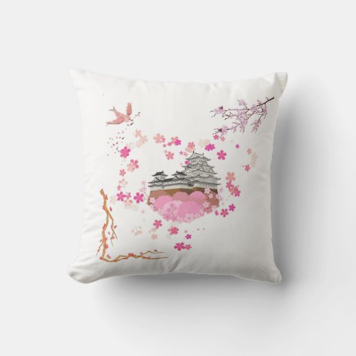 Beautiful scene of Sakura Throw Pillow