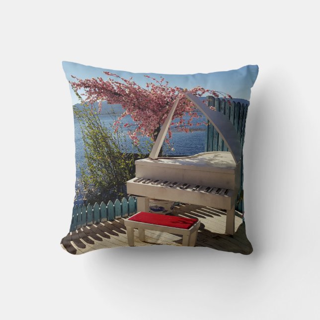 Beautiful Scenery Piano Beside the Lake Pillow (Front)