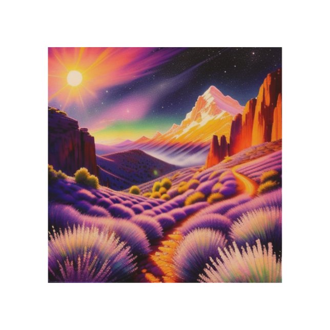 BEAUTIFUL SCENERY WITH SUN  WOOD WALL ART (Front)