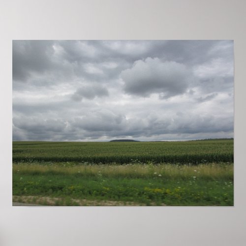 Beautiful scenic view clouds and meadows Poster