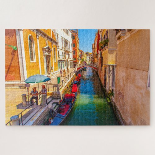 Beautiful scenic view of a canal in Venice Italy Jigsaw Puzzle