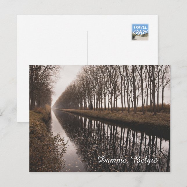 Beautiful Schipdonk Canal in Autumn, Damme Holiday Postcard (Front/Back)