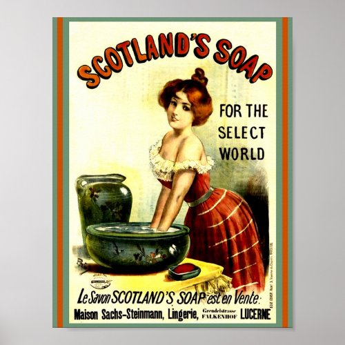 Beautiful Scotlands Soap Vintage Lady 1893 copy Poster