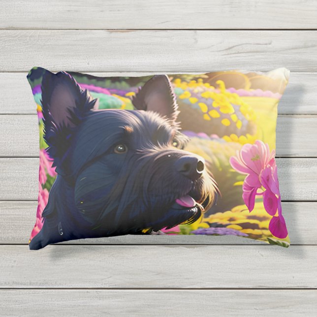 Beautiful Scottish Terrier Dog Two Outdoor Pillow (Front)
