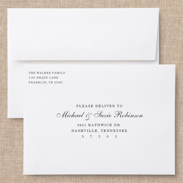 Beautiful Script Back Addressed Envelopes (Linen)