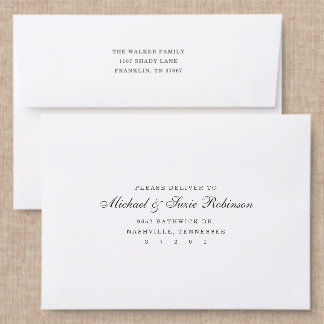 Beautiful Script Back Addressed Envelopes