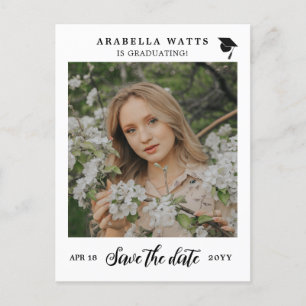 Beautiful Script Graduation Photo Save the Date Announcement Postcard