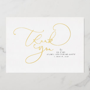 Beautiful Script Mr and Mrs Wedding Thank You Foil Invitation