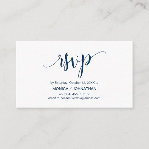 Beautiful Script Navy Blue RSVP respond Enclosure Card