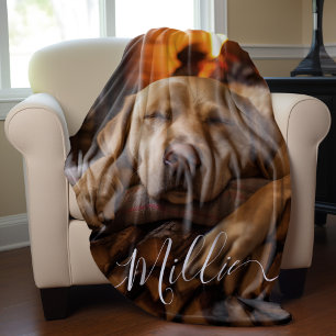 Beautiful Script Text Custom Photo Fleece Blanket