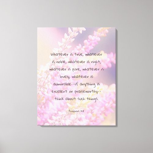 Beautiful Scripture Bible Verse Quote with Flowers Canvas Print