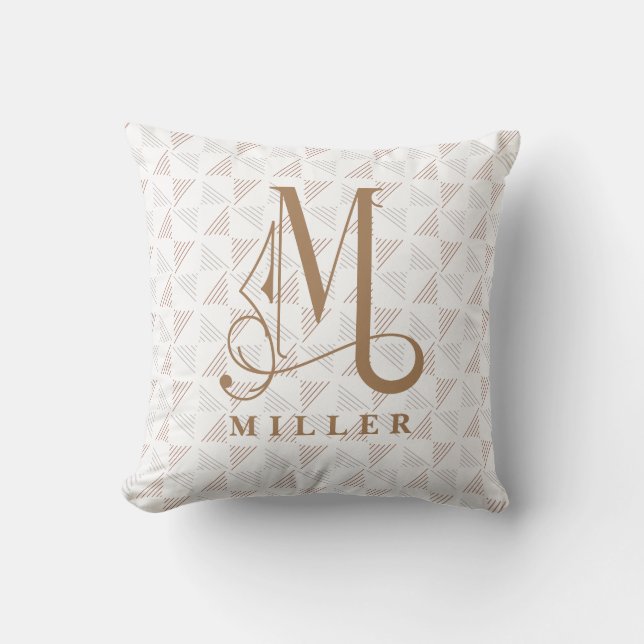 Beautiful Scroll  Monogram M Modern LIne  Throw Pillow (Front)