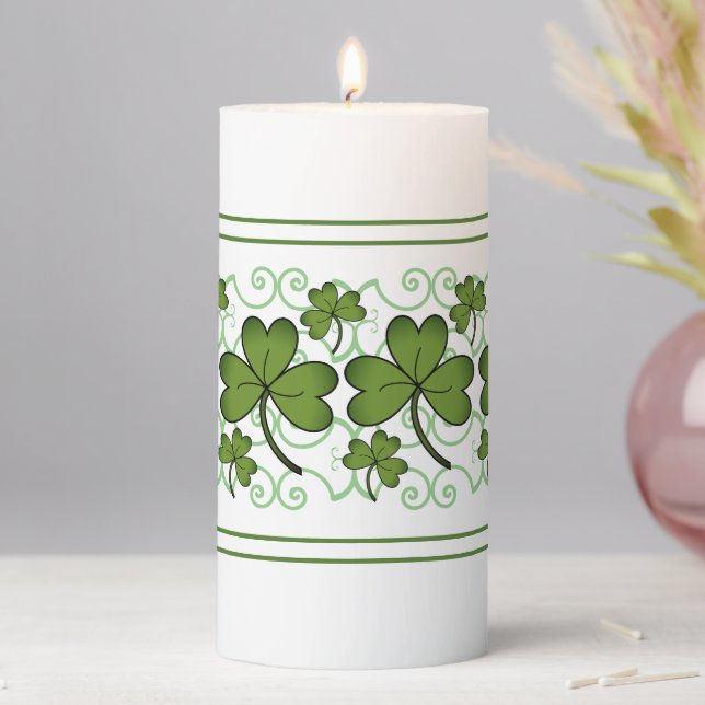 Beautiful Scroll & Shamrock 3"x6" Candle (In Situ)