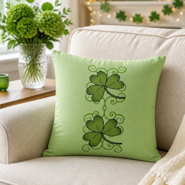 Beautiful Scroll & Shamrock Throw Pillow (Creator Uploaded)