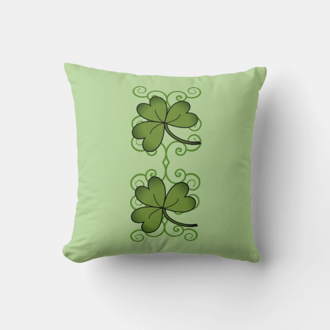 Beautiful Scroll & Shamrock Throw Pillow (Front)