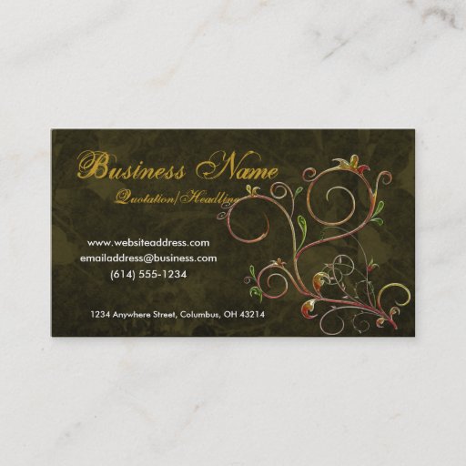 Customizable Beautiful Scrollwork Vines D4 - Business Cards
