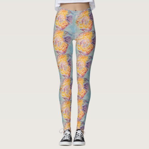 Beautiful Sea Fish Watercolour Painting Leggings