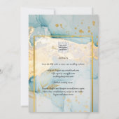 Beautiful Sea Glass Gold Wedding Invite Turquoise  (Back)