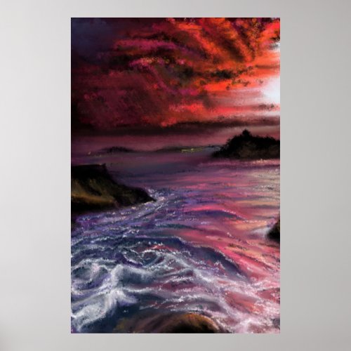 Beautiful Sea Sunset _ Abstract Original Painting  Poster