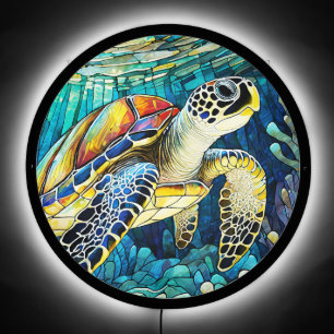 Beautiful sea turtle honu Stained glass art
