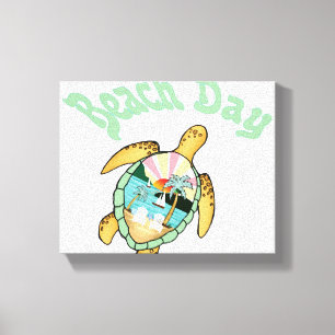 Beautiful Sea Turtle In The Water Canvas Print
