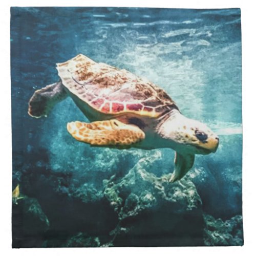 Beautiful Sea Turtle Ocean Underwater Image Cloth Napkin