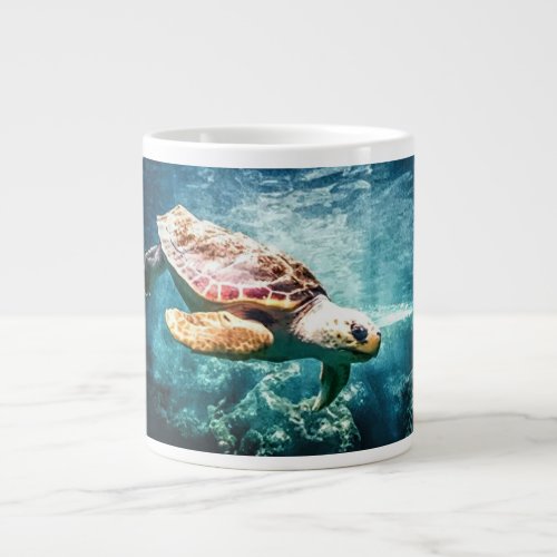 Beautiful Sea Turtle Ocean Underwater Image Giant Coffee Mug