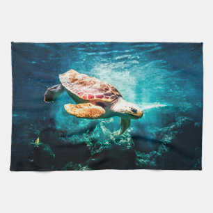 Beautiful Sea Turtle Ocean Underwater Image Towel