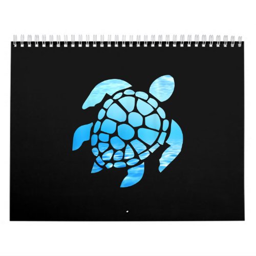 Beautiful Sea Turtle Silhouette Seen From Undersea Calendar