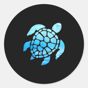 Beautiful Sea Turtle Silhouette Seen From Undersea Classic Round Sticker